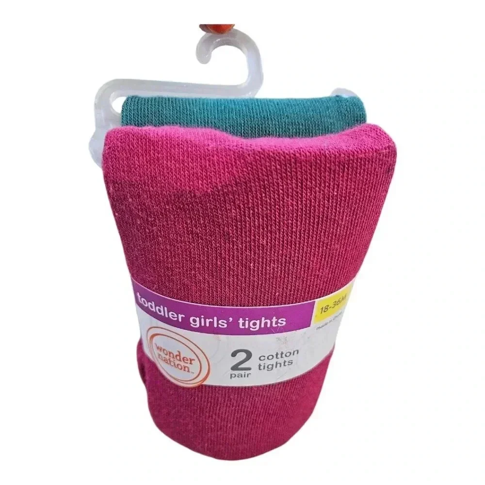 18-36 M Toddler Pink and Green Tights set of 2.